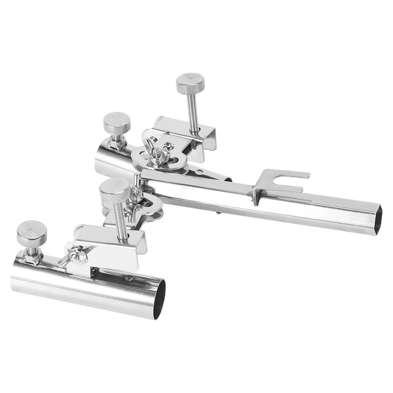 AntiRotary Stainless Steel Double Fishing Rod Holder Stepless FineTuning Fishing
