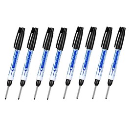 8 PCS Deep Hole Marker Pens, Waterproof Long Head Marker Pens 30mm Fine Tip Reach Marking Tool for Woodworking, Construction, Manufacture (Black)