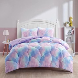 Heritage Kids Super Puffy Ombre Comforter Set, Pink/Purple Ombre, Twin