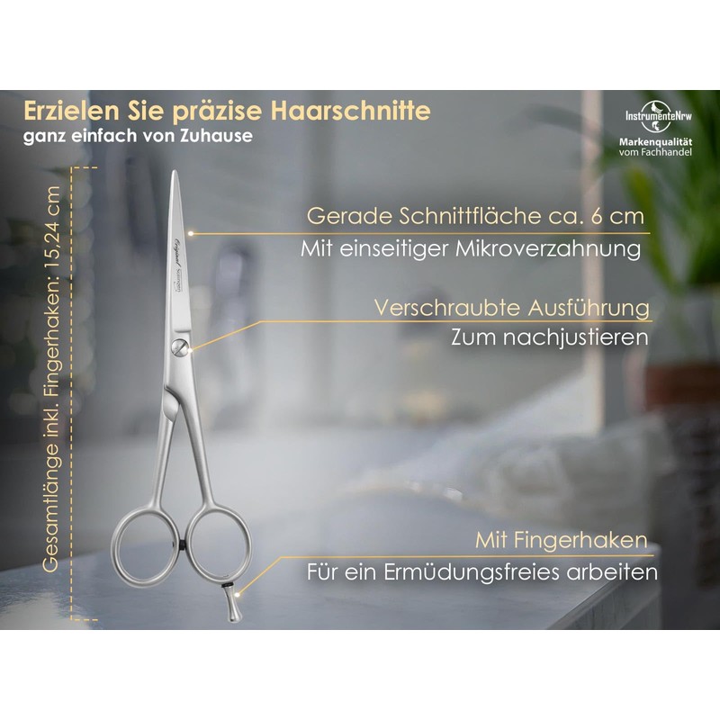 Solingen Hair Scissors with Sharp Cut and Single-sided Micro Serration,