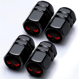 Tire Valve Stem Caps Evil Eyes Car Accessories 4-Pack - Aluminum Alloy Rust-Proof Universal Dust Covers Tire Air Cap for Car, SUV, Bike, Motorcycle Evil Eyes Gifts