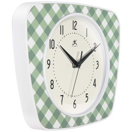Infinity Instruments LTD. Plaid Trapezium Wall Clock, Green, 9.25" x 10.875"