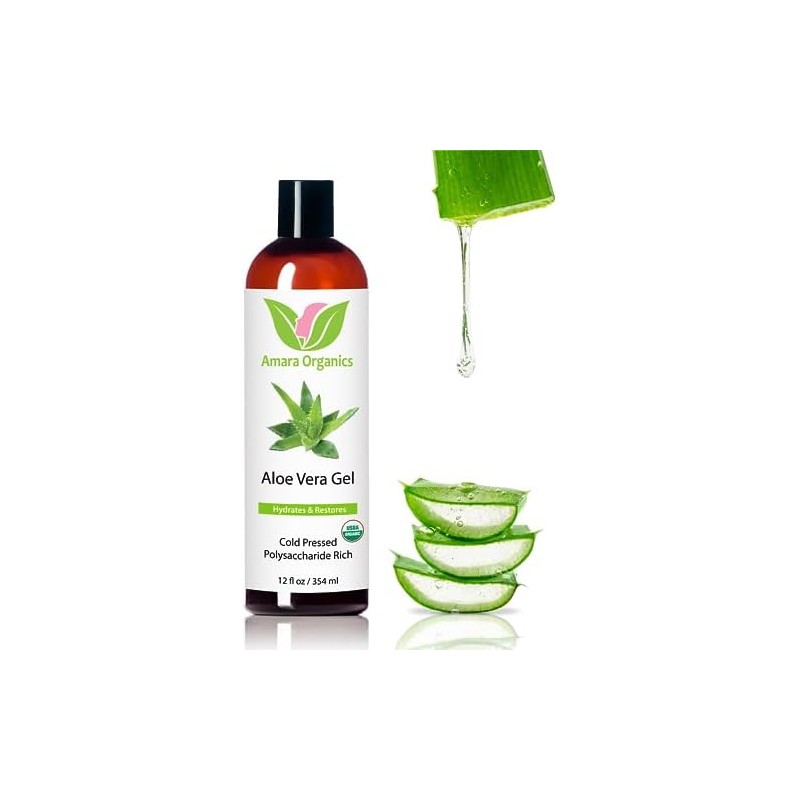 Amara Organics Aloe Vera Gel from Organic Cold Pressed Aloe,