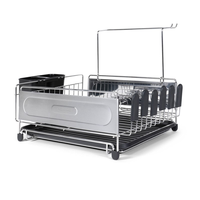 happimess DSH1000A Compact 17.25' Fingerprint-Proof Stainless Steel Dish Drying Rack,