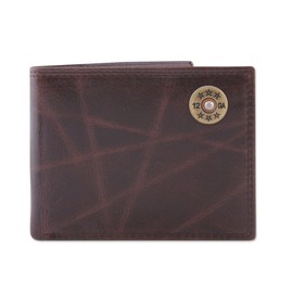 Zep-Pro Shotgun Shell Wrinkle Leather Bifold Wallet-Brown