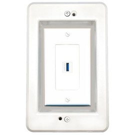 RiteAV 1 Port in-Wall Cable Management Kit Recessed Outlet USB-3 Wall Plate