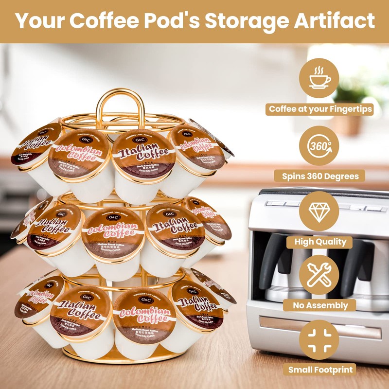 Coffee Pod Holder, K Cup Holders Carousel Organizer ,27 Coffee