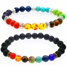 Mens Womens 7 Chakra Lava Stone Beads Bracelets Friendship Bracelets for Yoga