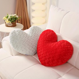 Ailive Light Grey Heart Pillow Accent Pillow Decorative Throw Pillows for Chair Bed Couch and Living Room; Fabric with Delicate Rose Pattern, Available in 9 Colors, Perfect for Home Decor & Gift