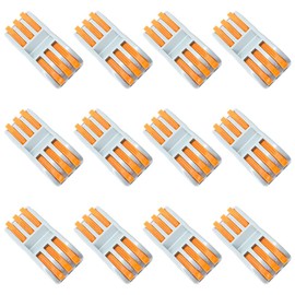 CEEYSEE 13 Pcs Compact Wire Connectors One-to-One Diy Electrical Terminal Blocks Circuit Inline Splices Lever Nut Connector Quick Cable Clamp Spring Butt Connectors(3 in 3 Out)