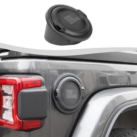 JL Gas Cap Fuel Filler Door Cover, Aluminum Fuel Door Exterior Accessories Compatible with 2018-2023 Wrangler JL & Unlimited Sport Rubicon Sahara 2/4 Door（Flag) Gas Tank Cap Fuel Cap