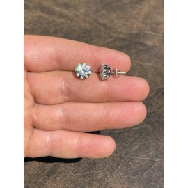 Harlembling Real Solid 925 Silver Iced CZ Out Hip Hop Earrings Studs Large 9.5mm Mens Ladies