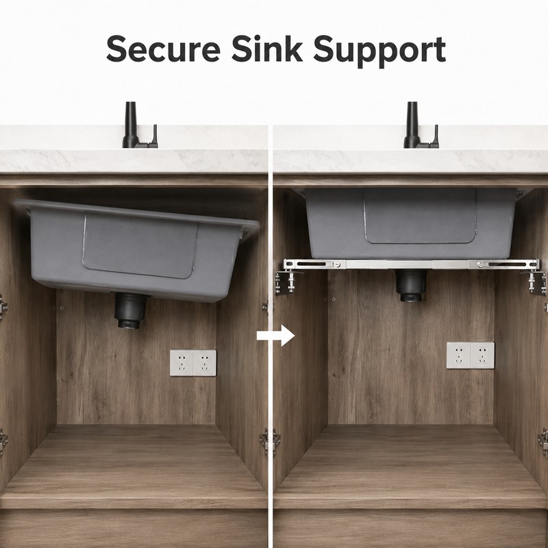 Undermount Sink Support Bracket for Kitchen Installation - Adjustable Stainless