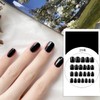 Fuyunohi Nail Tip, Black, Short False Nails, Set of 24,