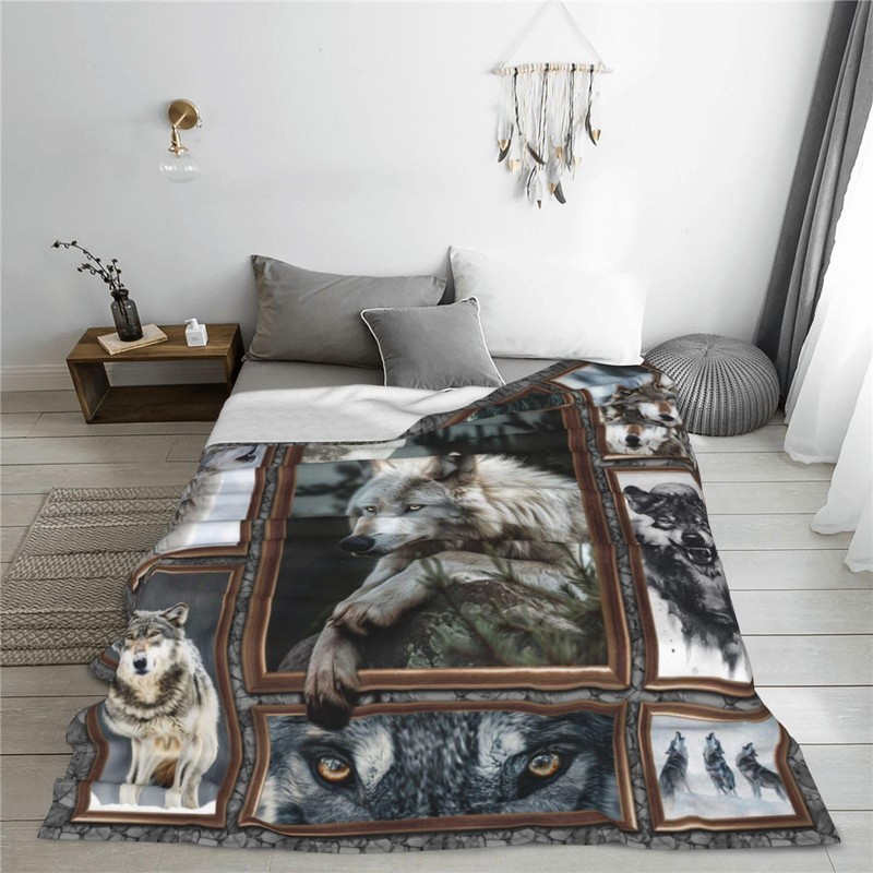 Manta de lobos, de forro polar suave, para decoración de