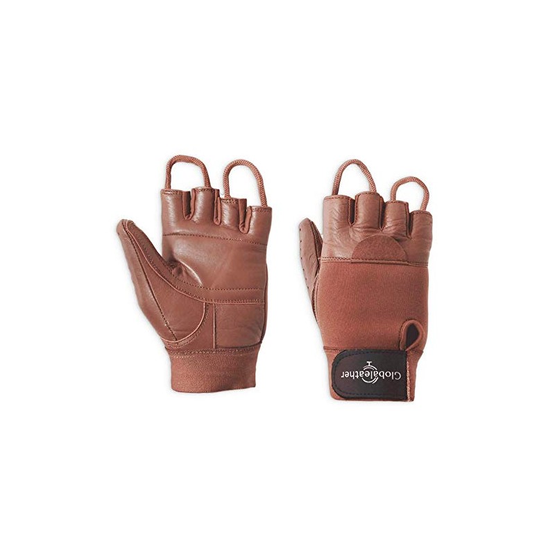 Globaleather Globaleather Classic Fingerless Wheelchair Gloves - Brown (Small) -