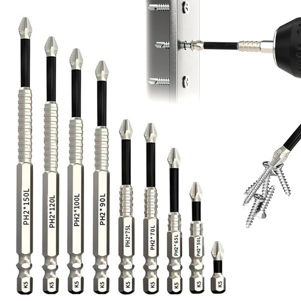 Magnetic Screwdriver Bits 9 PCS High Magnetic Drill Bit Set