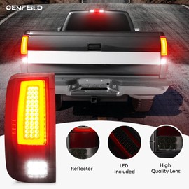 LED Tail Lights Assembly + 3rd Third Brake Cargo Lamp Fit for 2004-2008 Ford F-150 F150 Pickup [Factory Halogen Type] Fleetside Bed Model Rear Taillight, Chrome Housing Smoked Lens