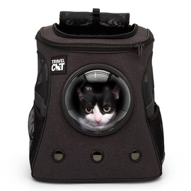 Fat Cat Backpack Carrier - Airline Approved Cat Carrier with Space Capsule Bubble for for Small Cats, Kitten - Premium Charcoal Cat Carrier Backpack for Outdoor, Travel, Hiking, Pet Supplies