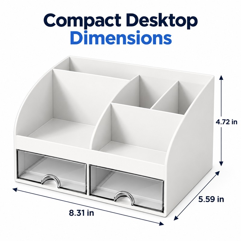 Desktop Organizer with Drawers for Office Supplies – Multi-Compartment Storage