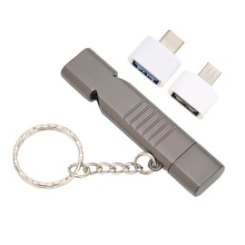 Whistle Flash Drive SOS Outdoor Waterproof USB3.0 120dB Sound Multifunction Zinc Alloy U Disk with Key Chain for Computer64GB Black