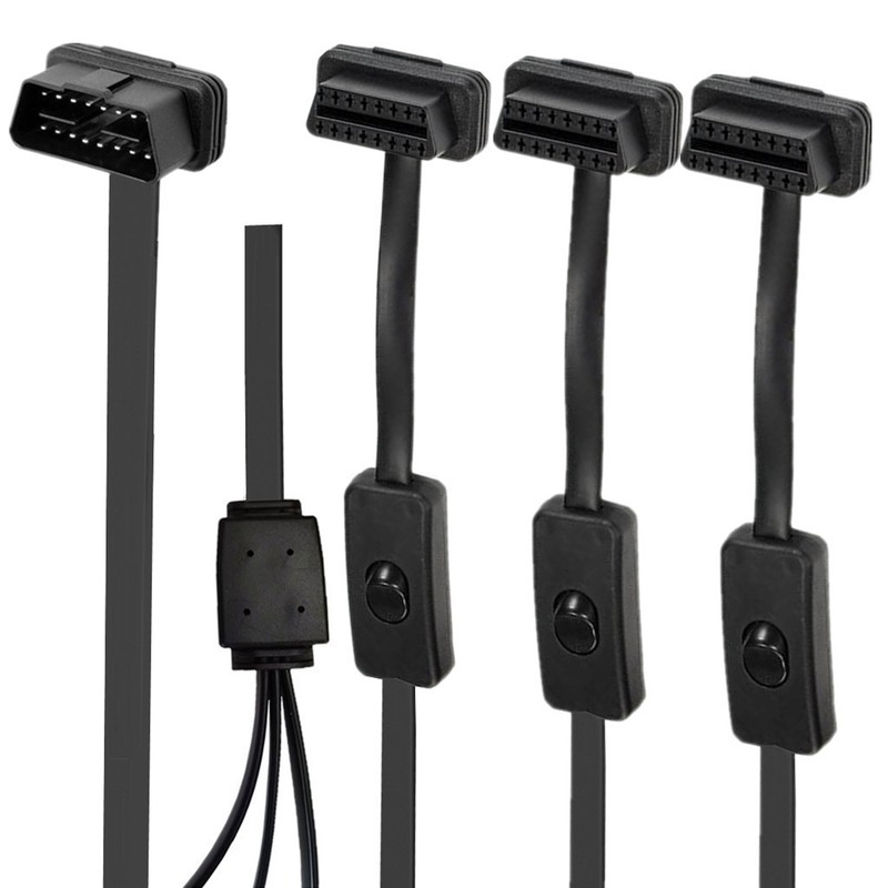 OBDII Flat Noodle Cable 16 Pin 1 in 3 Splitter