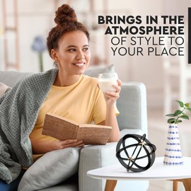 Everydecor Decorative Sphere for Home Decor - Black & Gold, Hand Painted, Modern Decorative Balls for Living Room, Bedroom, Kitchen, Bathroom, Office - Table Decorative Orbs for Centerpiece