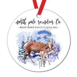 North Pole Reindeer Christmas Tree Decoration Ornament Right Down Santa Claus Lane Novelty Ceramic Christmas Tree Decoration Ornament Holiday Home Decor Christmas Tree Ornaments