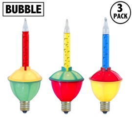 Novelty Lights Traditional Christmas Bubble Light Replacement Pack - Indoor Light Replacement Set for Christmas, Holidays, and More - C7/E12 Candelabra Base 5 Watt Light (Red/Blue/Yellow), 3 Pack