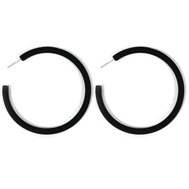 Candy Color Big Hoop Earrings Minimalist Geometric C-Shaped Acrylic Hoop Earrings Multicolor Vintage Earring Party Jewelry for Women-Black