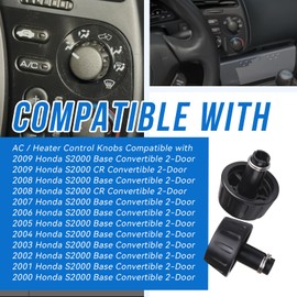 SeDeplacer 79601-S2A-911 Climate AC/Heater Control Knobs/Dash Cluster Switch Heater Control Knobs Compatible with 2002-2009 Honda S2000 AP1 AP2 -Black