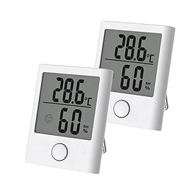 BALDR Digital Mini Hygrometer & Indoor Thermometer - Monitor Room Temperature & Humidity with a Hydrometer, Humidity Sensor, & Indoor Thermometer for Home, Office, Greenhouse, & More (White, 2 Packs)