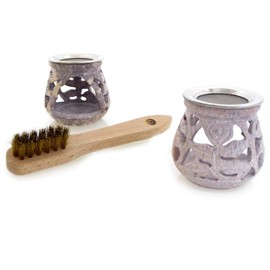 Fumaga Shiva Incense Burner Made of Soapstone with Sieve, Height: 6.0 cm – Optional with Incense Brush