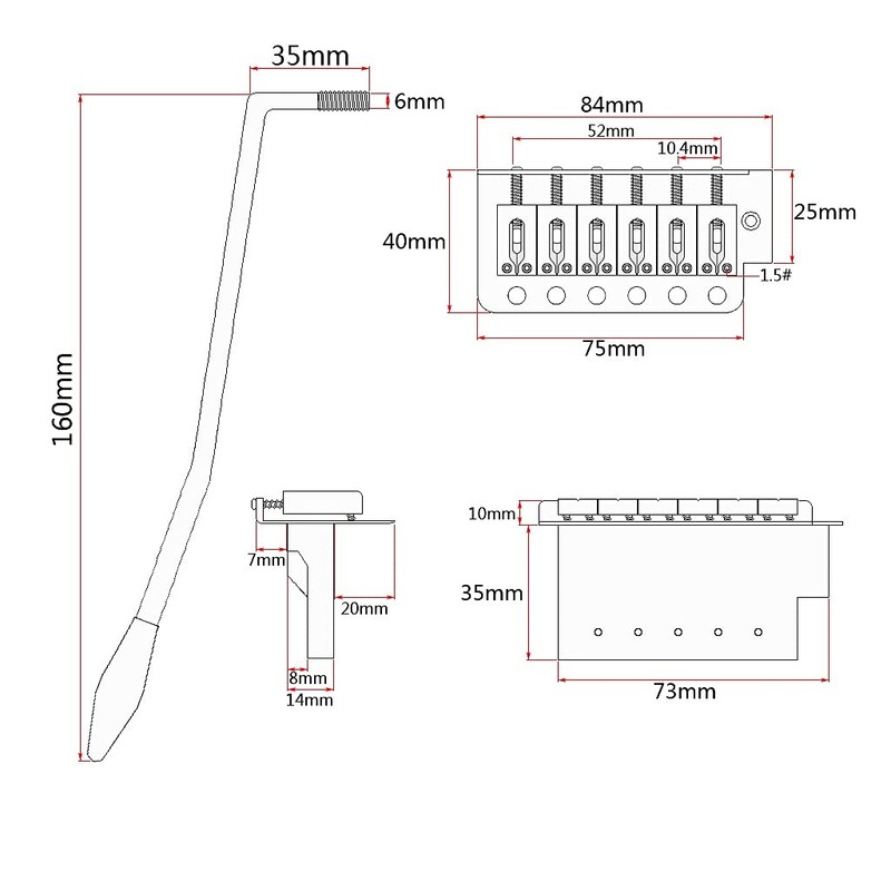 Alnicov A Set of Left handed Flat Saddle Single Tremolo