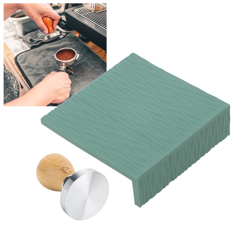 Coffee Tamper Set 58mm Beech Handle Coffee Hammer Embossed Tamping