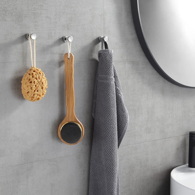 BVL Brass Robe Hook, 5 Pack, Chrome, Wall-Mounted, for Bathroom