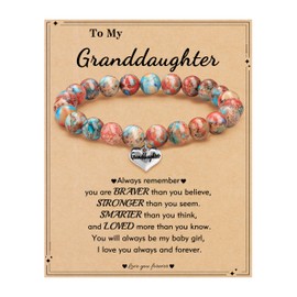 HiStock Granddaughter Gifts from Grandma to My Granddaughter Bracelet Nature Stone Charm Bracelets Jewelry Gifts for Granddaughter Birthday Easter Gifts for Teens