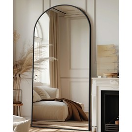 Antok Full Length Mirror, 71"x32" Floor Mirror with Stand, Hanging Mounted Mirrors for Bedroom, Living Room, Cloakroom, Dining Room, Black, Arched