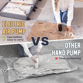 TAILI Hanging Vacuum Storage Bags with Electric Pump, Vacuum Seal Bags for Clothing Travel, Space Saver Closet Organizer for Clothes, Coats, Suits and Jackets, 6 Short(41.3x27.6 in)