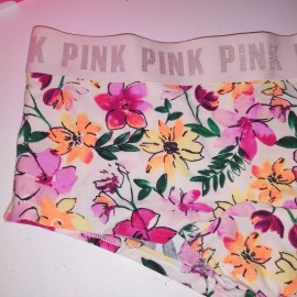 Victoria's Secret Victoria Secret PINK Panty Small Boyshort Floral Banded Logo Trim New