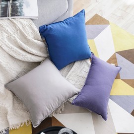 Jeanerlor Solid Cotton Linen Decoration Toss Throw Pillow Sham Cushion Case Special Pillow Cover Delicate Decorative Pillowcase for Children Kid Baby, 18"x18"(45 x 45cm), Silver Grey