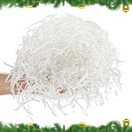 MARFOREVER 200g/7oz White Crinkle Shredded Paper Filler for Gift Baskets, White Raffia Grass Confetti Cut Paper Shred for Christmas Basket Stuffing Birthday Wedding Gift Box Packaging Wrapping