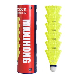 MANJHONG Shuttlecocks Nylon Badminton Balls for Beginners, Leisure, Training, Indoor and Outdoor Games, (Cork), Pack of 6, Yellow