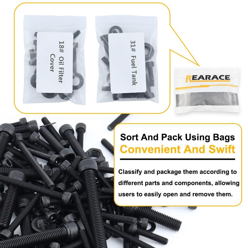 REARACE 426PCS ATV Bolt Screw Kit Fit for TRX450R 2004-2005