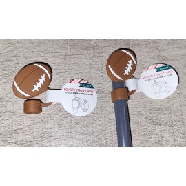 Unbranded Football Novelty Tumbler Cup Straw Topper Cap Only Set of 2 NWT