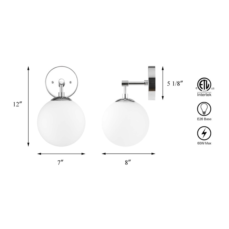 XiNBEi Lighting Globe Wall Sconce Modern 1 Light Chrome Sconce