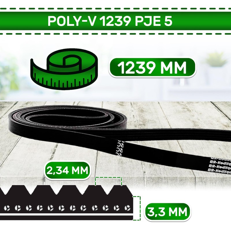 V-belt washing machine Poly-V 1239 PJE 5 with original code
