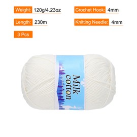 Rebower Cotton Yarn,60% Cotton and 40% Acrylic Fibers Soft Knitting Yarn [for Hand DIY Bag Cushion Crocheting Knitting Projects Home Decor], -3 Skeins/3×252yards/3×4.23oz/Light Beige
