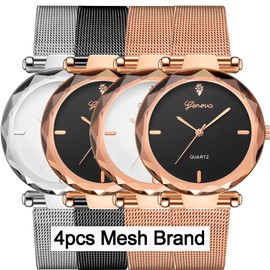 yunanwa 10 Pack Wholesale Women's Watches Classic Business Rose Stainless Steel Rhinestone Inlaid WristWatches Geneva relogio