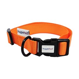 HugglePets Snappy Orange Small 20-30cm Dog Collar | Adjustable Weatherproof Collar with Accessory Ring | Woven Fabric Collar | Small Medium Large Dogs